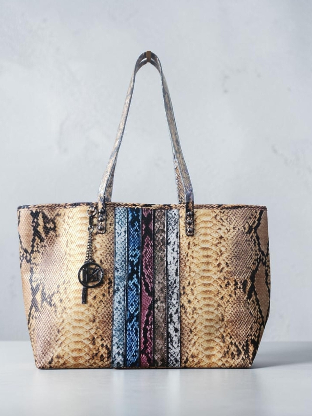 Badgley Mischka Vegan Leather Snake-Print Tote